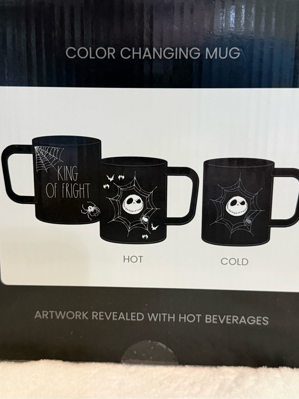 Rae Dunn x Nightmare Before Christmas Black color-changing Mug w/Bone Spoon NWT - Picture 3 of 6
